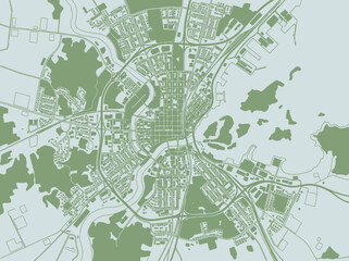 Fototapeta premium Coastal City Map Vector Illustration with River, Port, and Urban Infrastructure