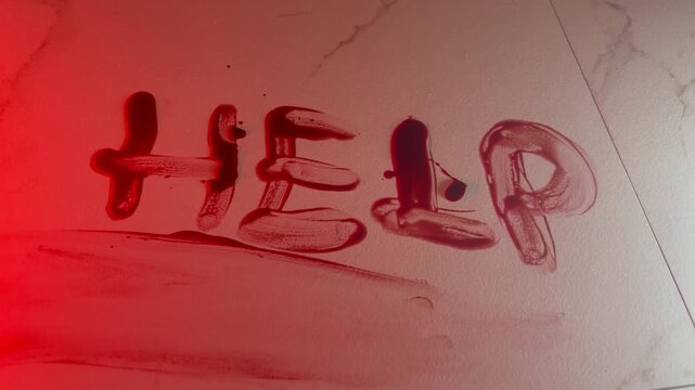 help written in fake blood