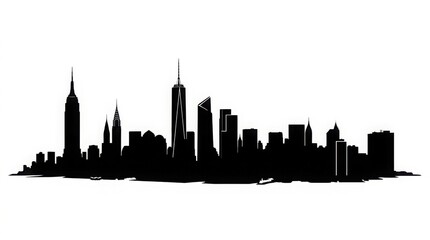 Obraz premium New York City skyline silhouette. Black urban cityscape isolated on a white background.