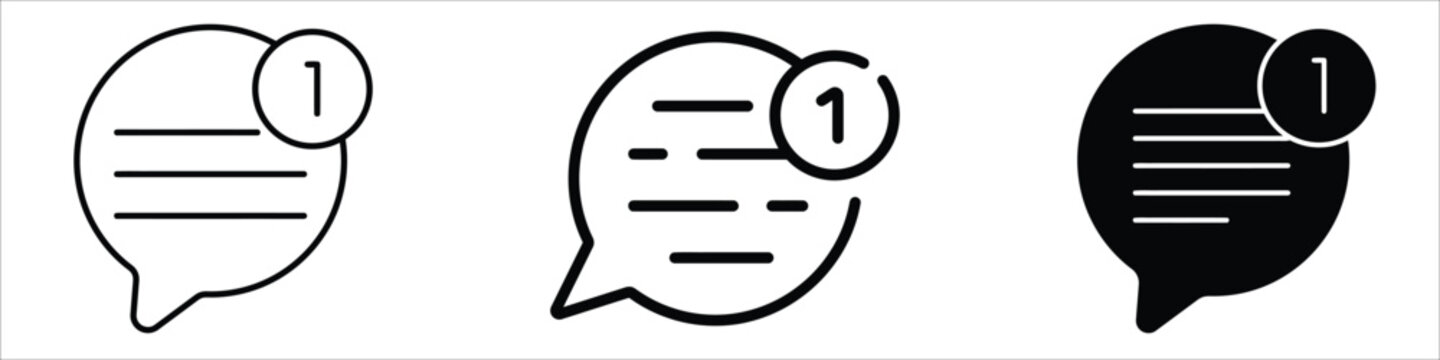 Speech bubble message icon set with unread badge counter vector set