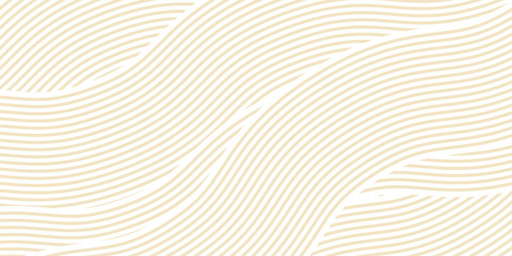 Abstract beige wave line pattern background, Japanese style seamless aesthetic curved lines wallpaper, elegant minimal vector texture for packaging, cover design, or banner