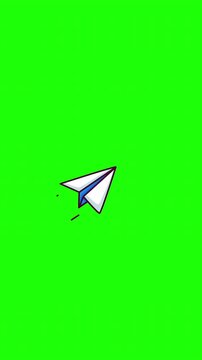 Animated paper plane send message doodle icon, hand-drawn flat vector line art with wiggle effect, looping motion graphic for communication design