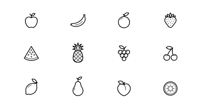 Fruit Icon Set Sign Symbol Vector Collection