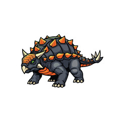 Fototapeta premium Cartoon illustration of a spiky armored Ankylosaurus dinosaur.