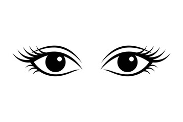 Fototapeta premium Beautiful female eyes vector illustration, black eyelashes icon, beauty salon logo design