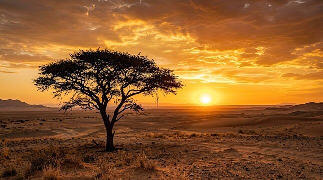 lone tree in sunset