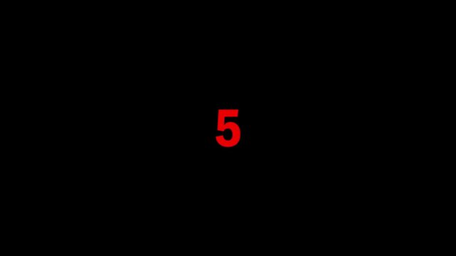  Circle count down numbers on black background.Countdown timer animation from 10 to 0 seconds with alpha channel.