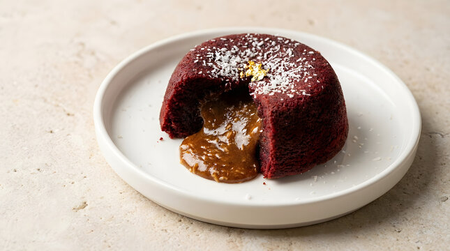 Red Velvet Molten Lava Cake with Oozing Caramel Center