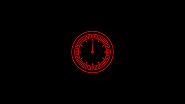 Red glowing neon countdown timer warning icon representing urgent deadline, emergency alarm, and critical time remaining.