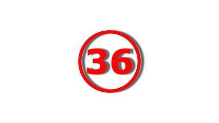 Obraz premium Number 36 red color 4k illustration motion graphics sign symbol in circle concept. 