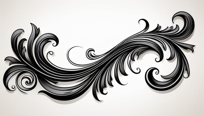 Fototapeta premium Isolated Ornamental Divider Black Calligraphic Soft Shape Simple Flat Vintage Swirl