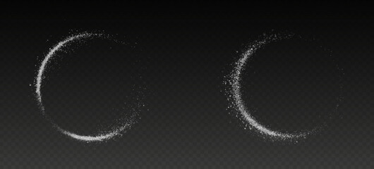 Set design element for kitchen bakery advertising and video white flour powder sugar explosion splash in circular dust ring falling salt gently in air transparent png top view effect for overlay all © Oleg