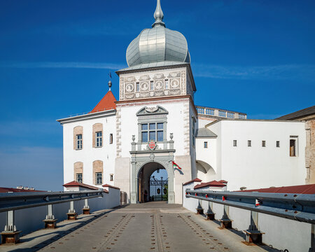 A large white old castle in Grodno, Belarus.