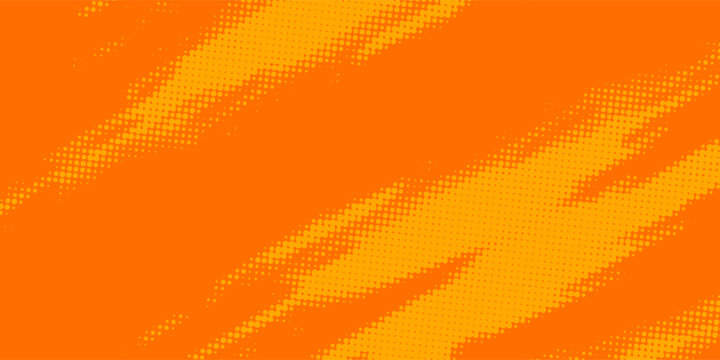 Bright orange halftone background with yellow dot pattern, abstract dynamic diagonal pop art vector texture, energetic modern banner, poster, cover, or wallpaper design