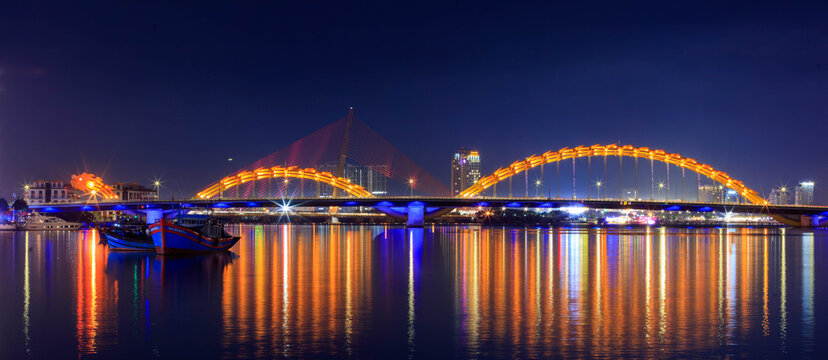 night view of the Dragon bridge (DaNang Vietnam)