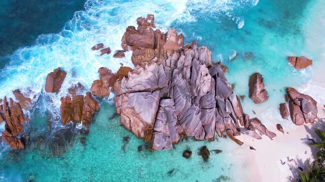 Anse Cocos Beach La Digue Seychelles Aerial View
