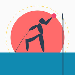 Minimalist Geometric Basketball Player Silhouette Slam Dunking Under Red Sun © Ahasan