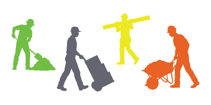 Color Labor Silhouettes, Color Worker Collection, Builder Silhouette Set
