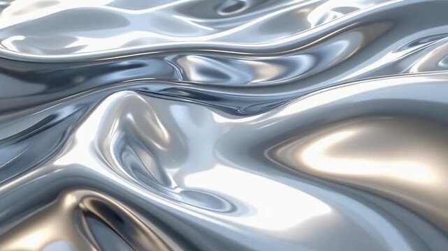 Platinum liquid loop shimmering reflective waves with gradient light continuously glowing