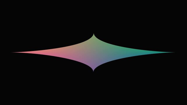 Abstract gradient diamond shape pulsing motion background, smooth morphing geometric shape with vibrant rainbow colors on black