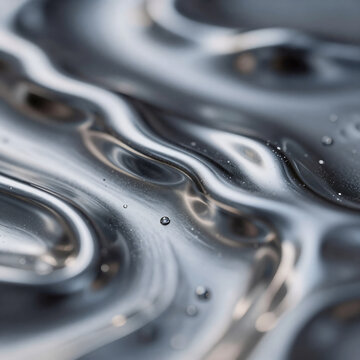 Cartoon Texture Quicksilver. 3D Render Illustration: Liquid Metallic Texture Close-Up With Silver Black Highlights And Shimmers For Web Promotion