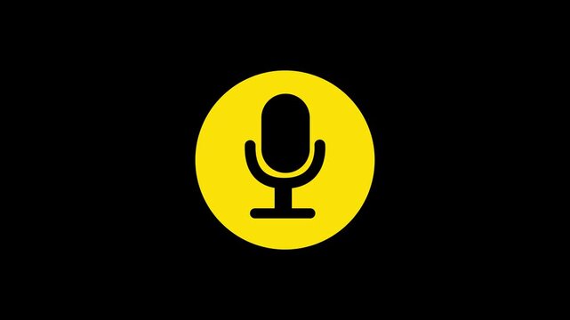 Abstract a glow microphone Voice recording animation. Voice recording podcast mic icon 4k animation.