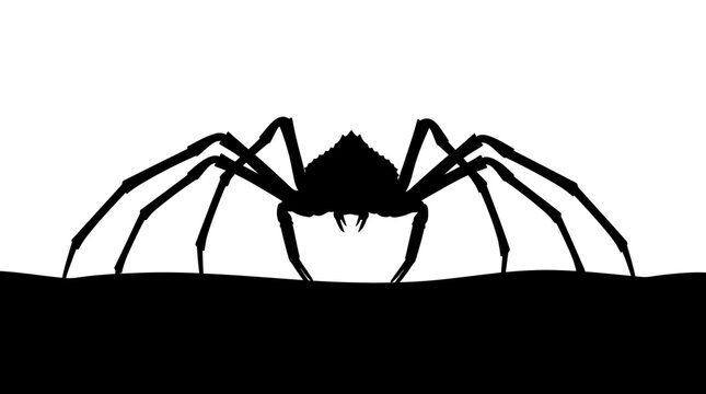 Giant spider crab silhouette on dark seabed