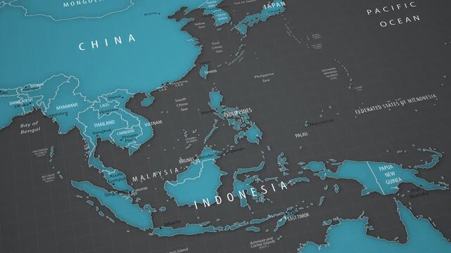 Philippines. Political map of Southeast Asia with a smooth zoom toward the Philippine archipelago.
