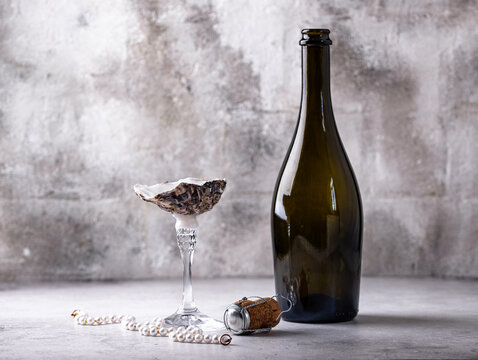 Champagne glass from oyster sea shell