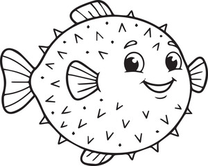 Print Cute Pufferfish Coloring Page © Jahangir