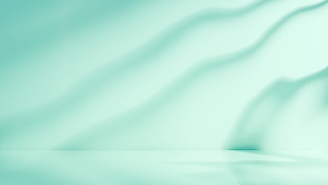 Minimalist teal studio background with natural window shadow overlay for product display mockup and aesthetic presentation