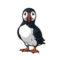 Fototapeta premium Cute cartoon puffin standing illustration.