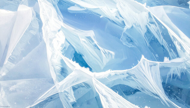 Abstract blue ice texture background with frozen crystal patterns