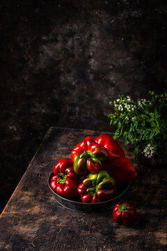 Fresh bell pepper on dark backround