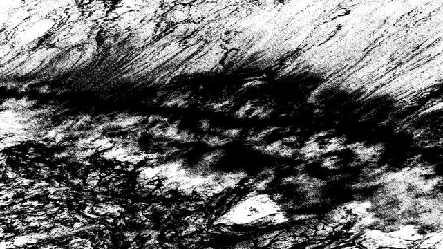 Abstract ocean water background, black and white rock stream sketch texture, close up sea tide fissure wallpaper, dark monochrome linocut graphic design, rustic nature pattern