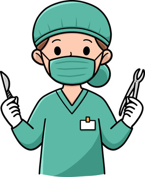Surgeon Holding Medical Instruments for Procedure