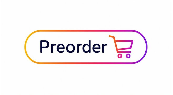Colorful preorder button with shopping cart icon