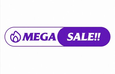 Fototapeta premium Modern mega sale banner with shopping cart icon and purple accent