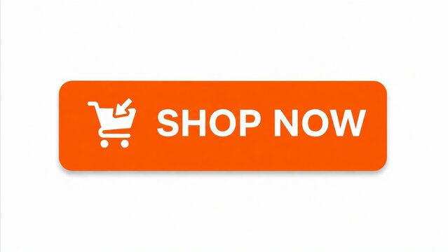 Orange shopping button with cart icon and shop now text