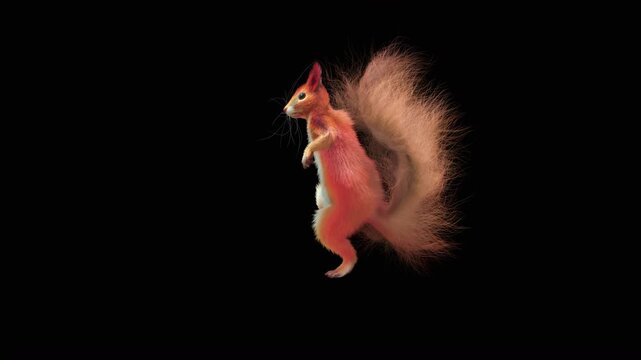 Realistic dancing squirrel performing rumba dance animation with alpha channel transparent background