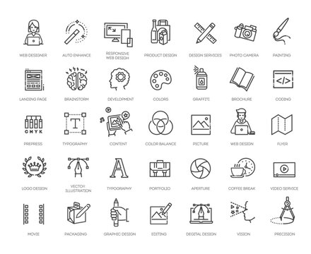 Design and drawing icons set