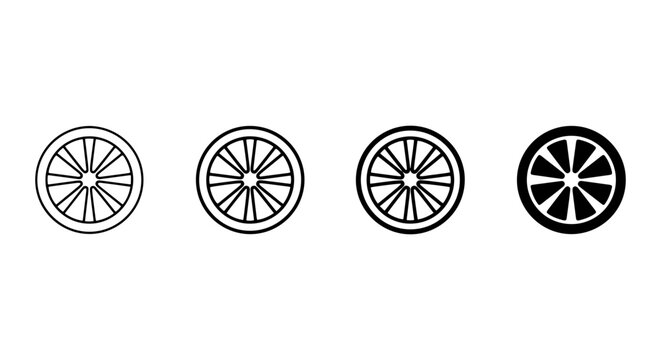 Citrus Slice Icons, Lemon Orange Fruit Vector Graphics, Refreshing Food Symbols