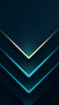 Abstract Dark Background Featuring Glowing Neon Chevron V Lines With Blue And Teal Gradient Lighting