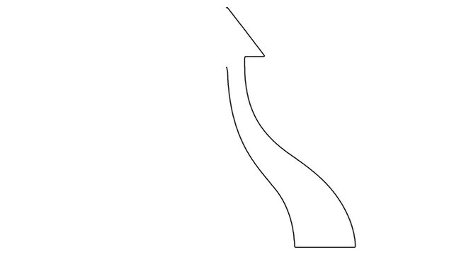Minimalist line drawing animation showing converging arrow paths emerging from two separate base points