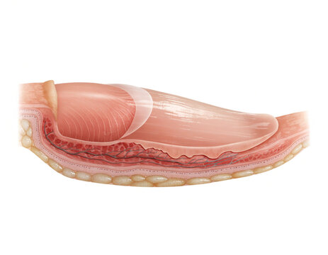 Human Skin Cross Section Showing Muscle Tissue Blood Vessels and Subcutaneous Fat