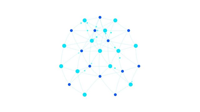 Abstract blue dot scatter pattern on white background.