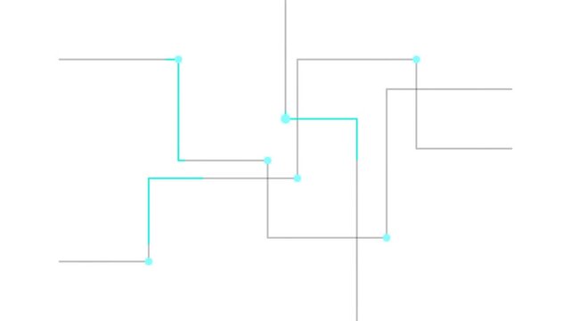 Abstract minimalist line art with interconnected geometric shapes.