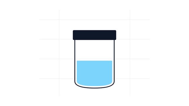 Simple vector illustration of a glass beaker with blue liquid.