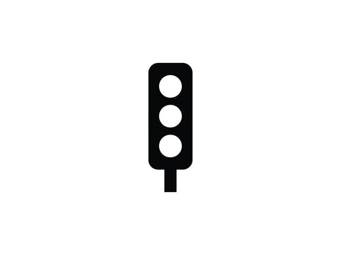 Traffic Light Icon A Minimalist Black Silhouette On A White Background For Transportation Concepts trafficlight semaphore signal indicator