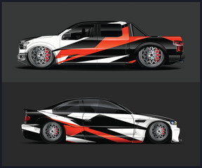 Naklejka premium Dynamic Car Wrap Design Featuring Bold Color Scheme